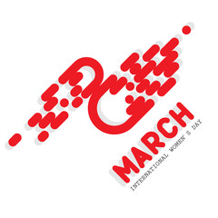 8 March International Women Day Greeting Card Flat line design Vector Illustration