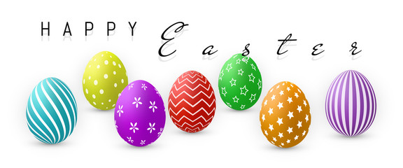 Happy Easter, Color Eggs Collection With Gradient Mesh, design template, Vector Illustration