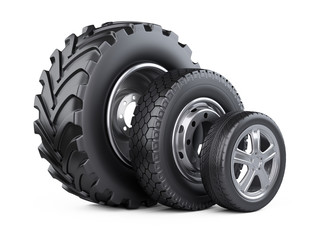 New car wheels set with disk for cars, tractor and trucks.