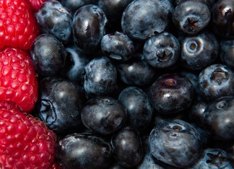 fresh blueberry and rasberry background