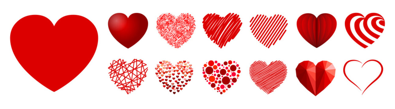 Fototapeta Set of thirteen hearts - stock vector