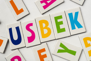 word Usbek made of colorful letters
