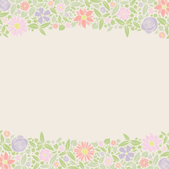 Floral poster with copyspace - design of a background with hand drawn flowers. Mother's Day, Woman's Day and Valentine's Day. Vector.