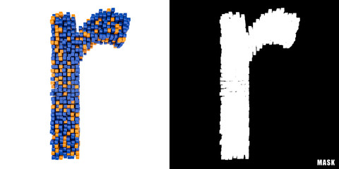 Litera r 3D sześciany kwadraty klocki piksele © vempireart
