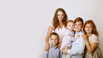 Photo of joyful children. Familie, happiness, childhood and togetherness concept.