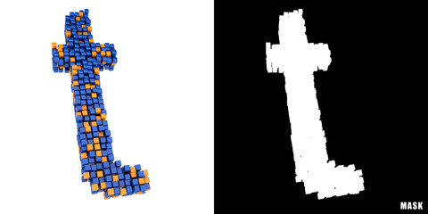 Litera _ 3D sześciany kwadraty klocki piksele © vempireart