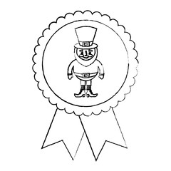 rosette badge with leprechaun st patricks cartoon vector illustration sketch image