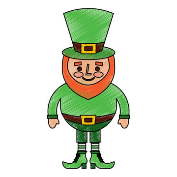 cute cartoon leprechaun st patricks day mascot character vector illustration drawing image