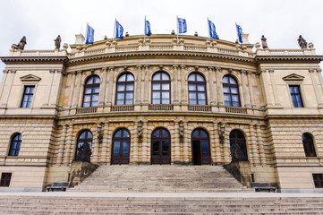 Rudolfiunum concert halls on Jan Palach Square in Prague, Czech Republic. The Czech Philharmonic Orchestra.