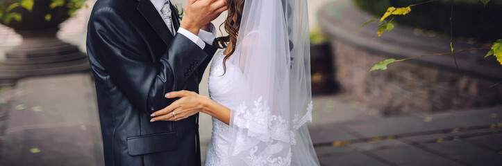 Fototapeta premium happy wedding, bride and groom together