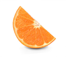 Slice of fresh orange isolated on white background