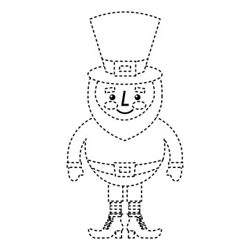 cute cartoon leprechaun st patricks day mascot character vector illustration dotted line image