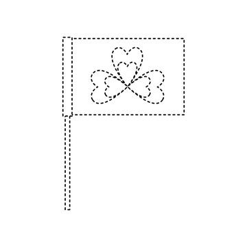 flag in the pole with clover festival st patricks symbol vector illustration dotted line image