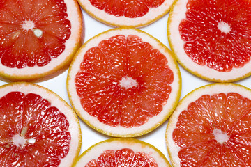 Grapefruit slices isolated on the white background