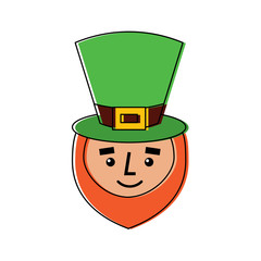 leprechaun face with red beard green hat for st. patricks day vector illustration