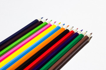 line of colored pencils