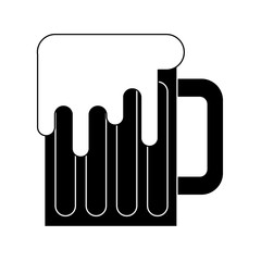 beer mug glass foam alcohol drink vector illustration black and white image