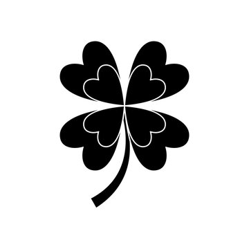 four leaf clover good luck symbol vector illustration black and white image
