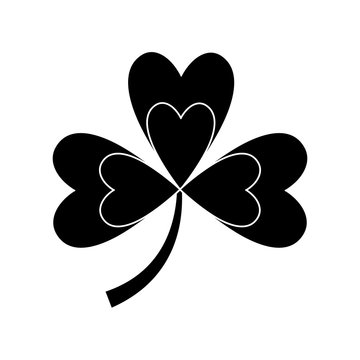 clover with three leafs natural emblem vector illustration black and white image