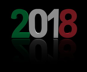 2018 text with Italian flag 3d illustration
