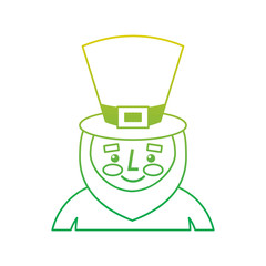 leprechaun st patricks day cartoon character portrait vector illustration neon color line image