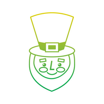 leprechaun face with red beard green hat for st. patricks day vector illustration neon color line image