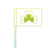flag in the pole with clover festival st patricks symbol vector illustration neon color line image