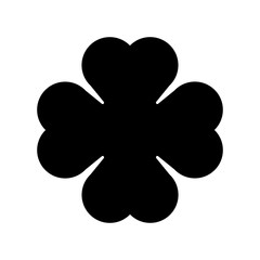 Shamrock silhouette - black four leaf clover icon. Good luck theme design element. Simple geometrical shape vector illustration.