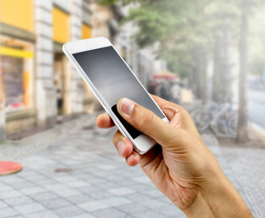 taking a photo at the street