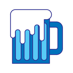 beer mug glass foam alcohol drink vector illustration blue design image
