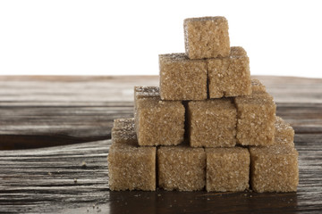 brown and white sugar cubes clipping path.