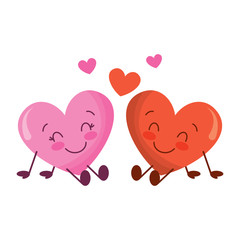 cute hearts couple sitting cartoon love relationship vector illustration