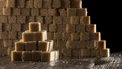 brown and white sugar cubes clipping path.