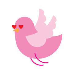 cute little bird hearts eyes lovely vector illustration