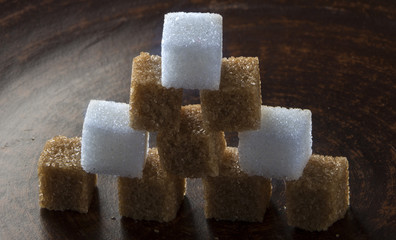 brown and white sugar cubes clipping path.