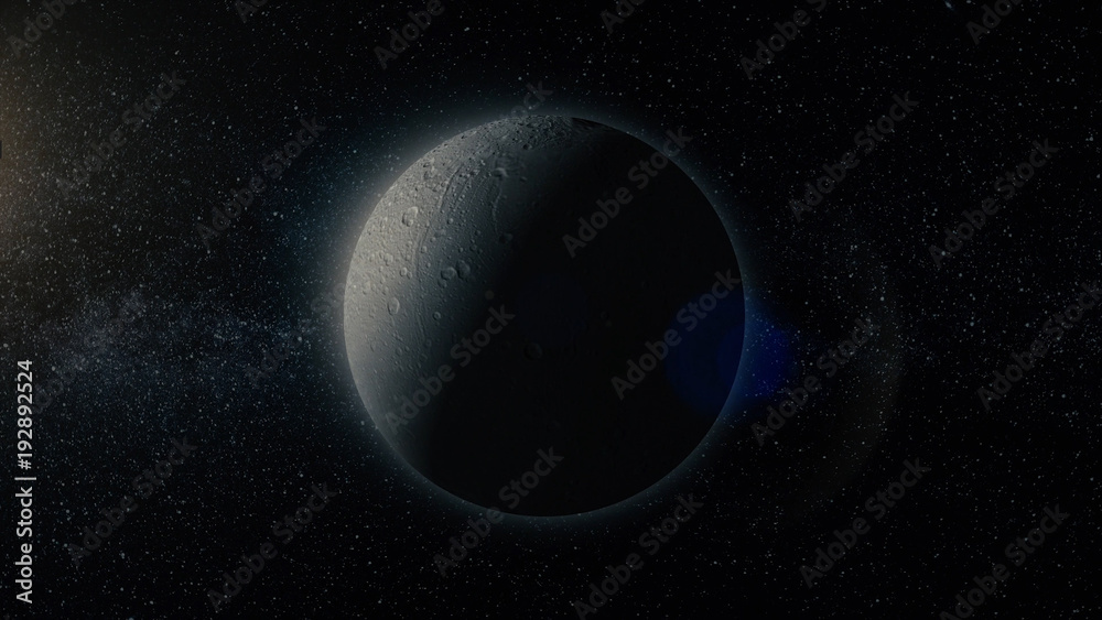 Poster planet in space. solar system and space objects. abstract scientific background - glowing planet in 