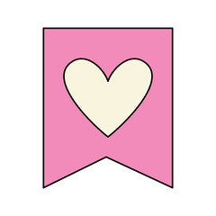 romantic flag with heart valentine celebration vector illustration