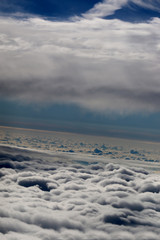Clouds in the sky, view from the airplane
