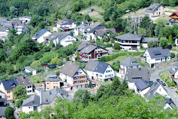 A small town in Europe with a bird's flight height