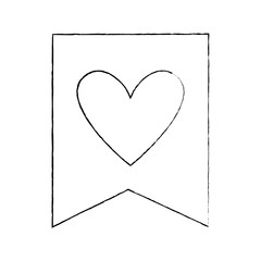 romantic flag with heart valentine celebration vector illustration sketch image