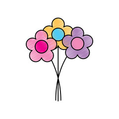 bouquet flowers romantic decoration natural vector illustration drawing image