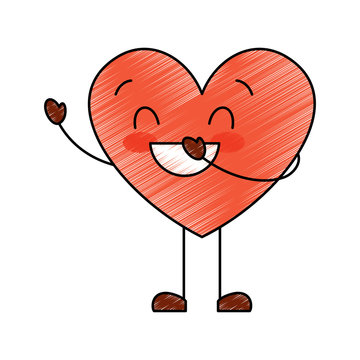 cute cartoon heart love smiling emotion character vector illustration drawing image