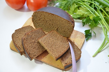cut Bread and freash vegatable on white background