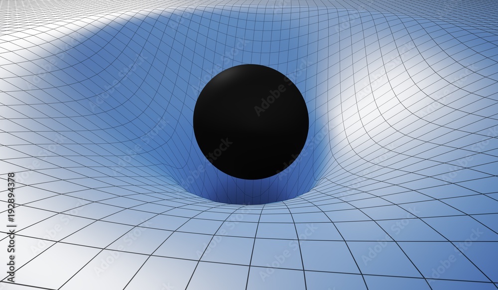 Wall mural singularity of blackhole and wormhole caused by gravity of massive black hole. 3d rendered illustrat