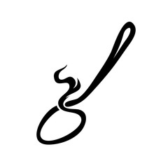 Abstract spoon icon of hot food and steam. Vector. Isolated Illustration.