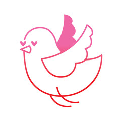 cute little bird hearts eyes lovely vector illustration degrade red line image