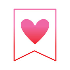 romantic flag with heart valentine celebration vector illustration degrade red line image