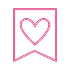 romantic flag with heart valentine celebration vector illustration neon pink line image