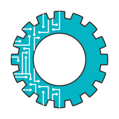 gear circuit technology work wheel vector illustration blue and gray