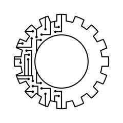 gear circuit technology work wheel vector illustration outline image